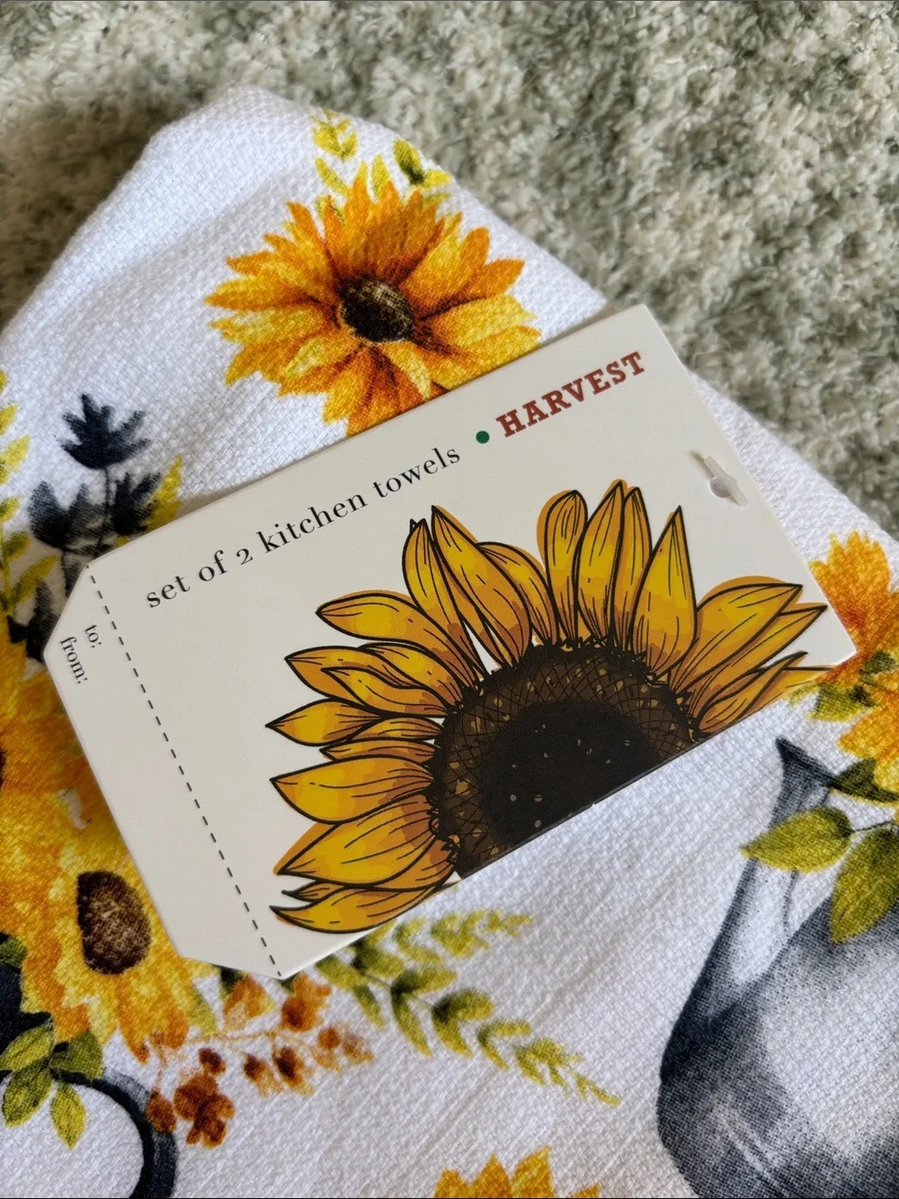 Harvest Sunflower Bouquet Kitchen Towels Set of 2 NWT Cotton 18x28”